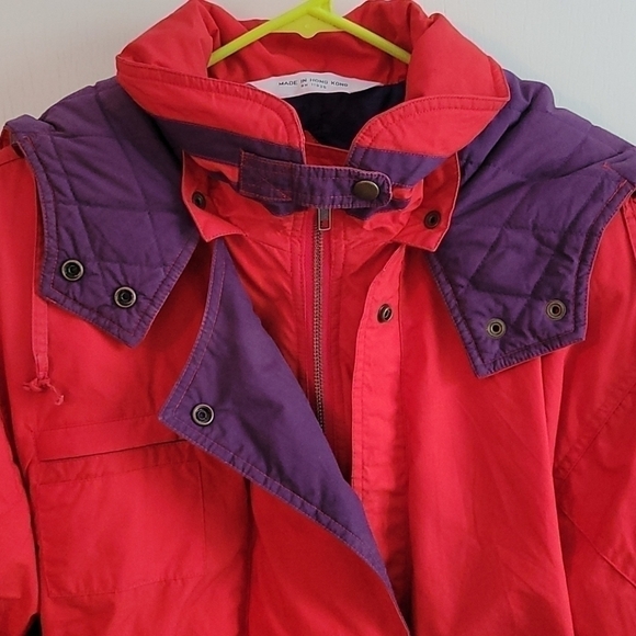 VTG MIXED BLUES 1980s Colorblock Double Breasted Hooded Winter Ski Coat - Picture 7 of 13